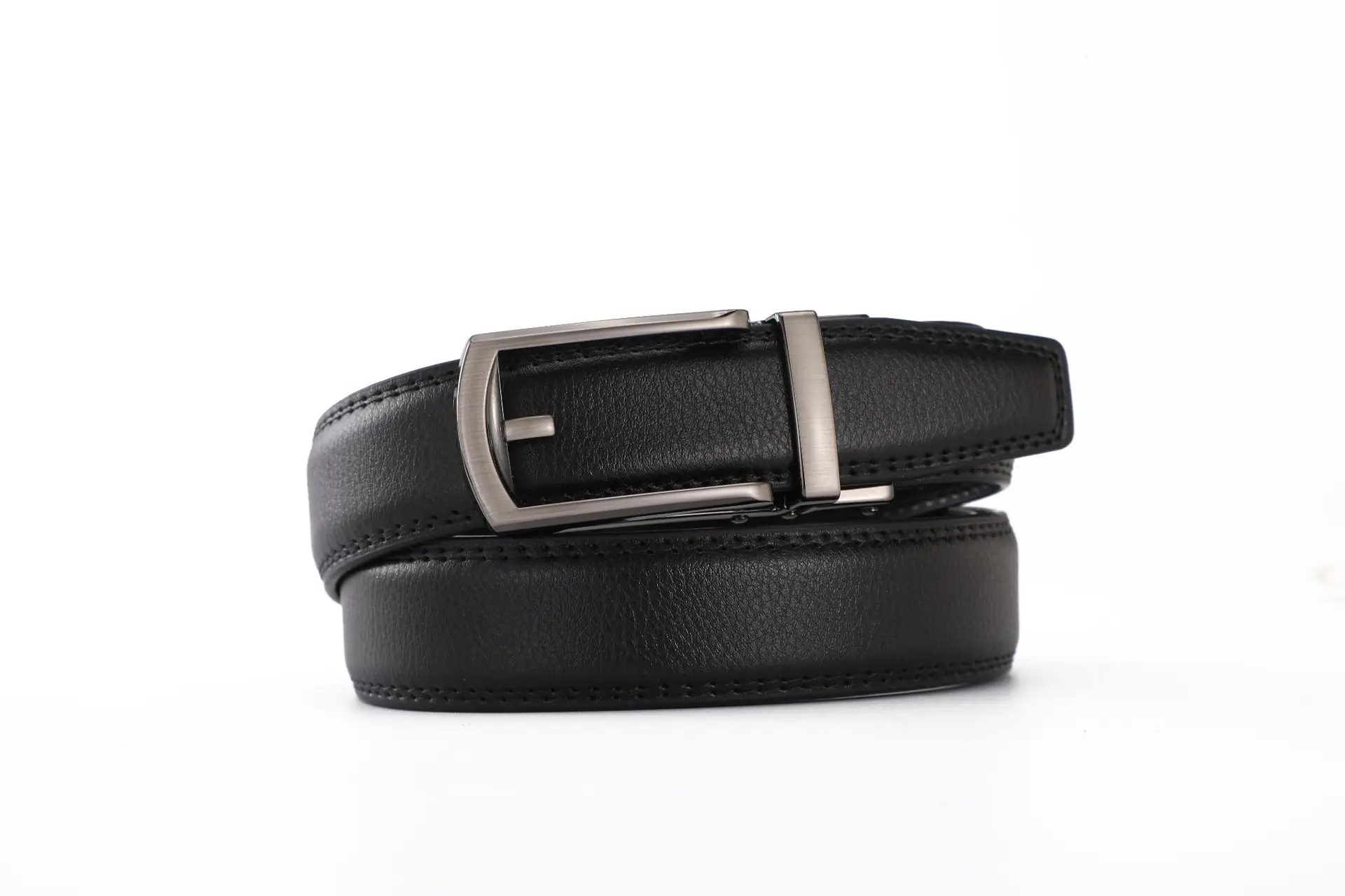 Men's Black Cowhide Belt with Gold Buckle — feature 8