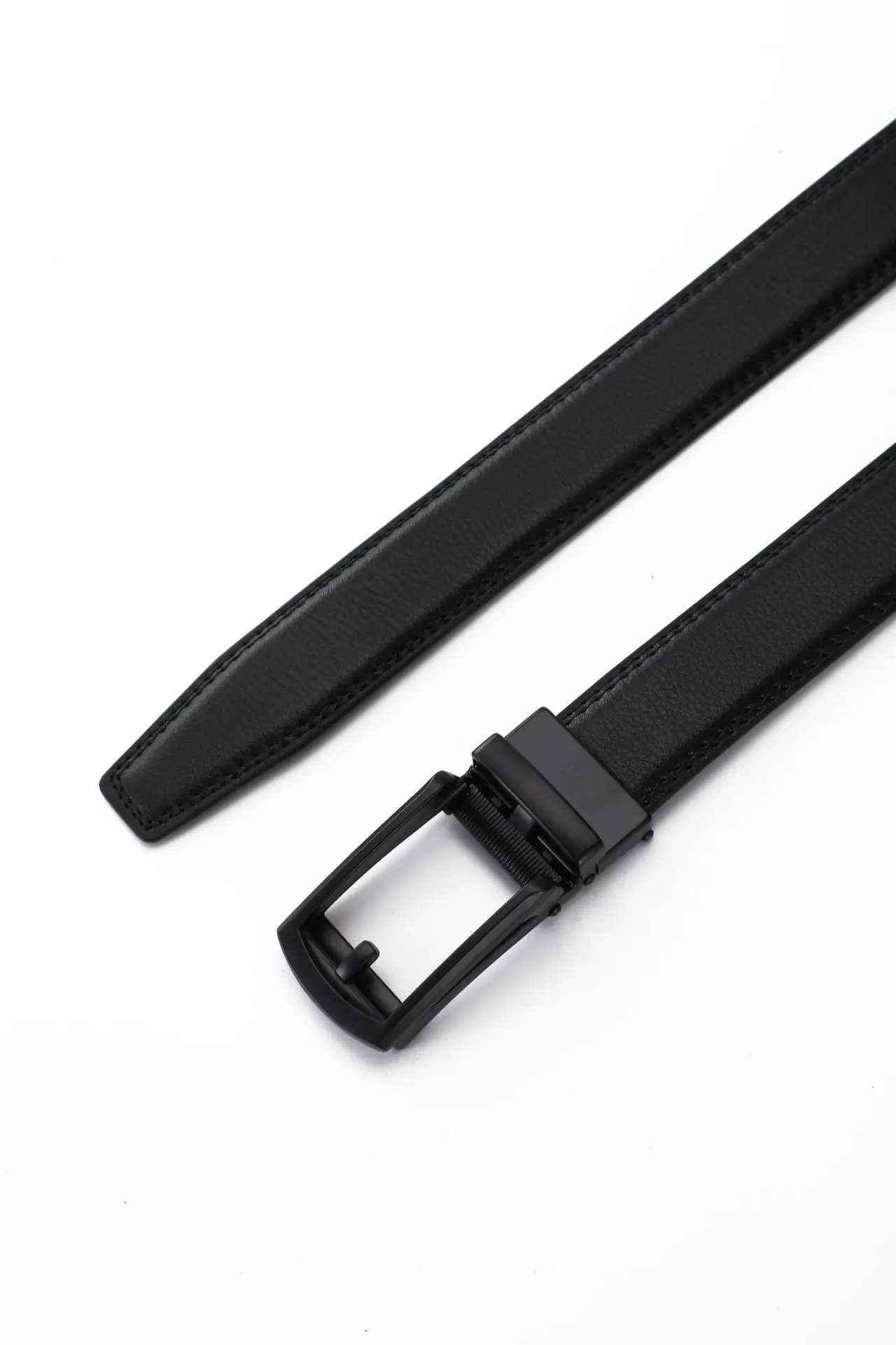 Men's Black Cowhide Belt with Gold Buckle — feature 9