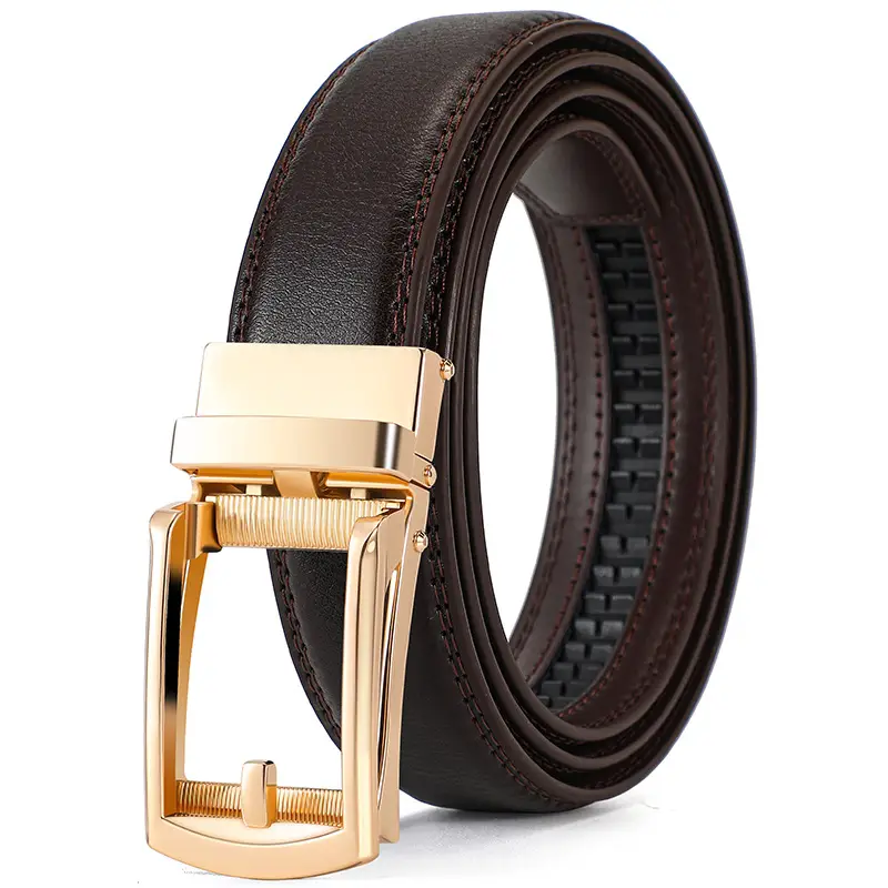 Men's Black Cowhide Belt with Gold Buckle - Image 10