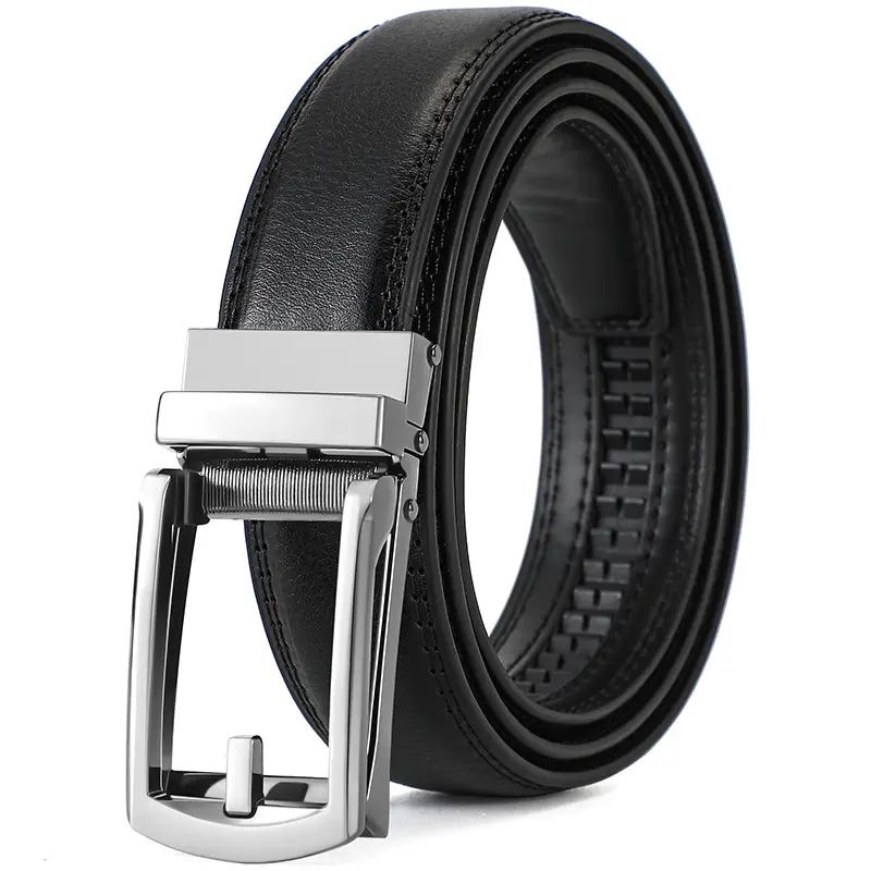 Men's Black Cowhide Belt with Gold Buckle - Image 3
