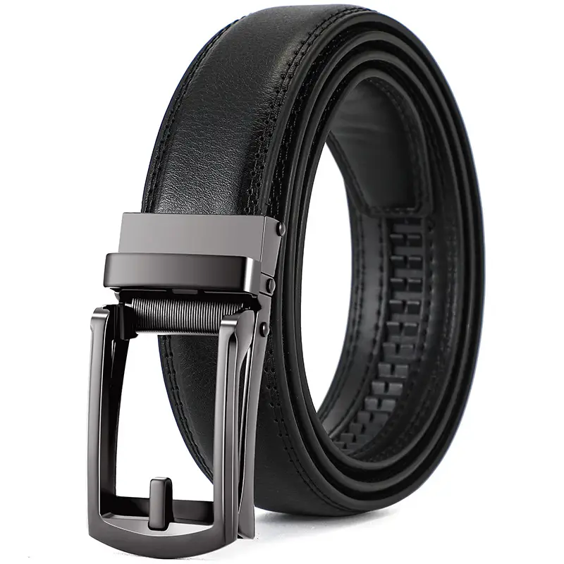 Men's Black Cowhide Belt with Gold Buckle - Image 5