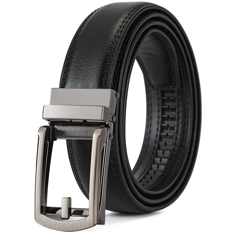 Men's Black Cowhide Belt with Gold Buckle - Image 7