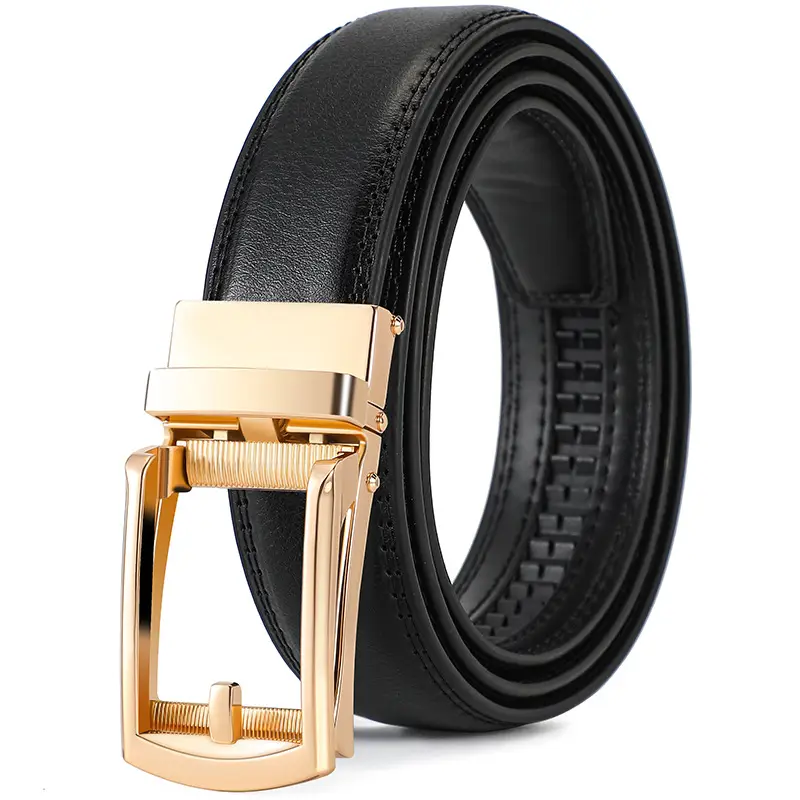 Men's Black Cowhide Belt with Gold Buckle - Image 9