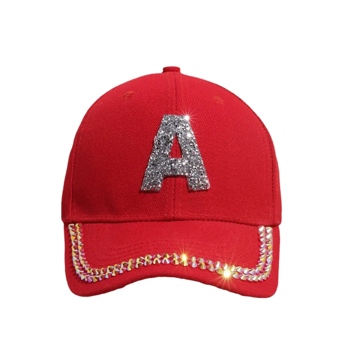 Women's White Rhinestone Cap with 'A' Design - Image 35