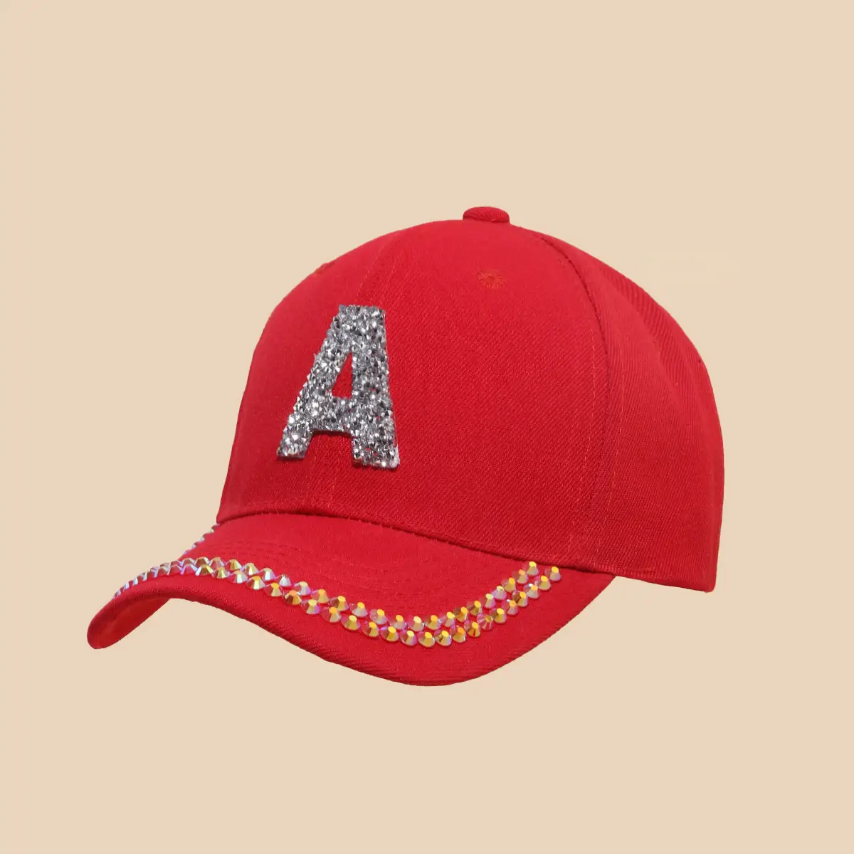 Women's White Rhinestone Cap with 'A' Design — feature 11