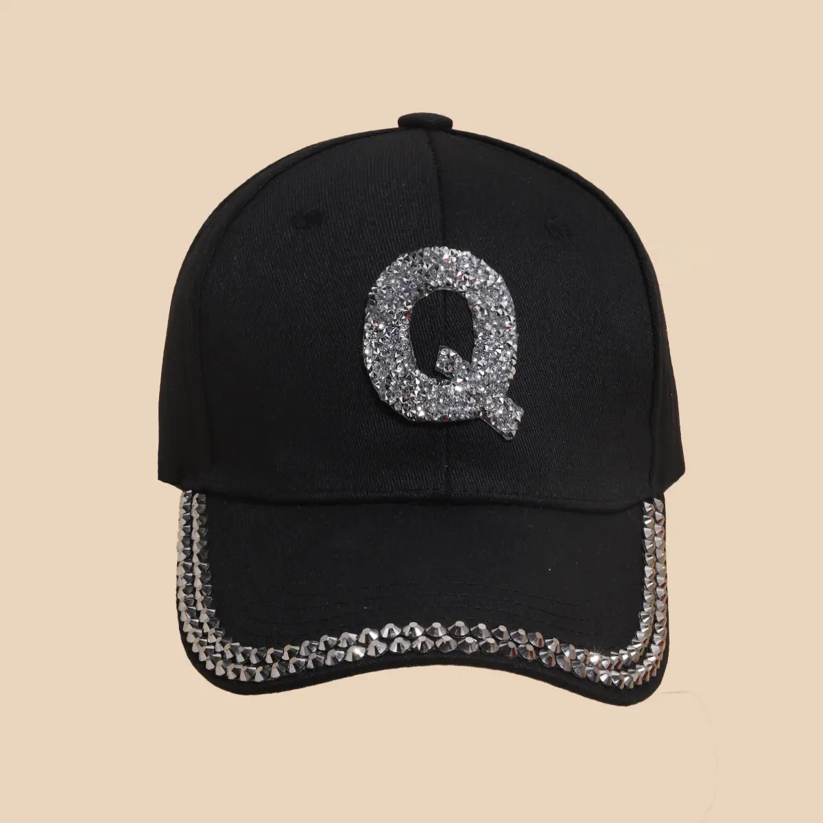 Women's White Rhinestone Cap with 'A' Design — feature 13