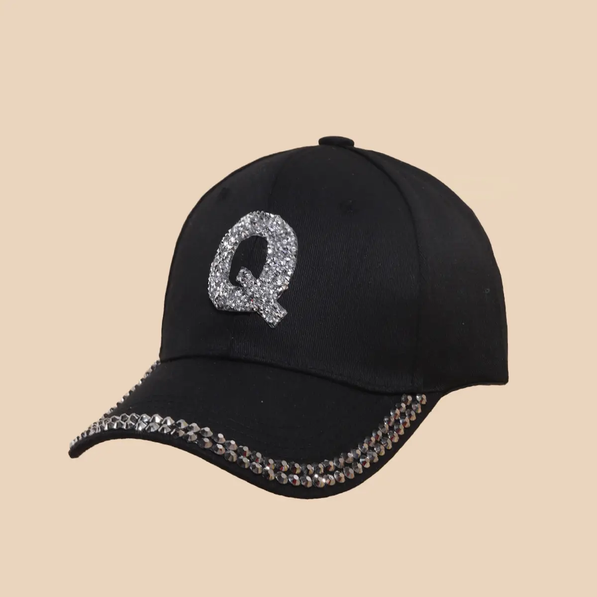 Women's White Rhinestone Cap with 'A' Design — feature 14