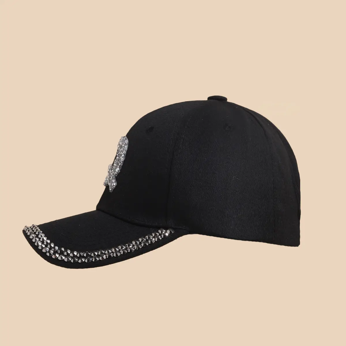 Women's White Rhinestone Cap with 'A' Design — feature 15