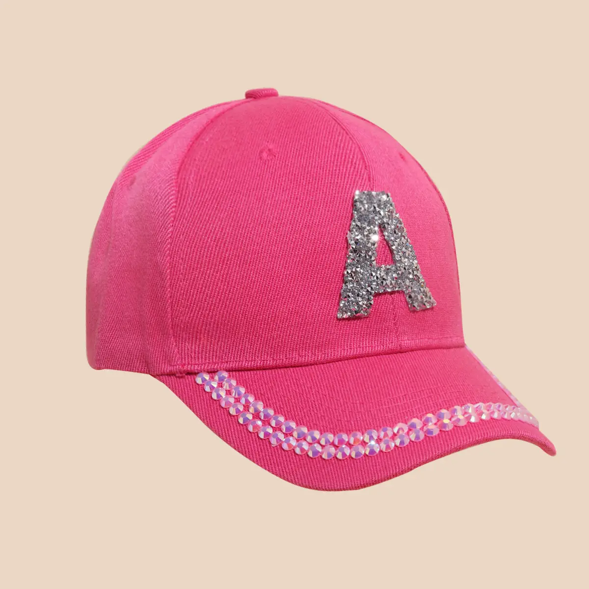 Women's White Rhinestone Cap with 'A' Design — feature 22