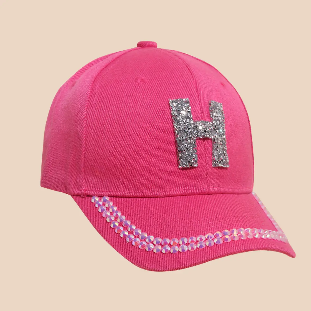 Women's White Rhinestone Cap with 'A' Design — feature 23