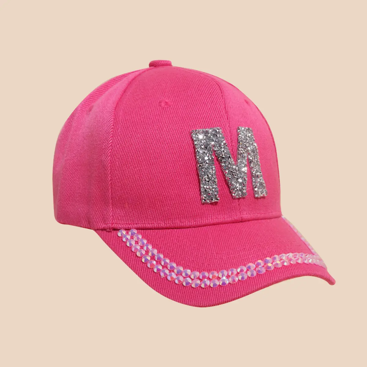 Women's White Rhinestone Cap with 'A' Design — feature 26