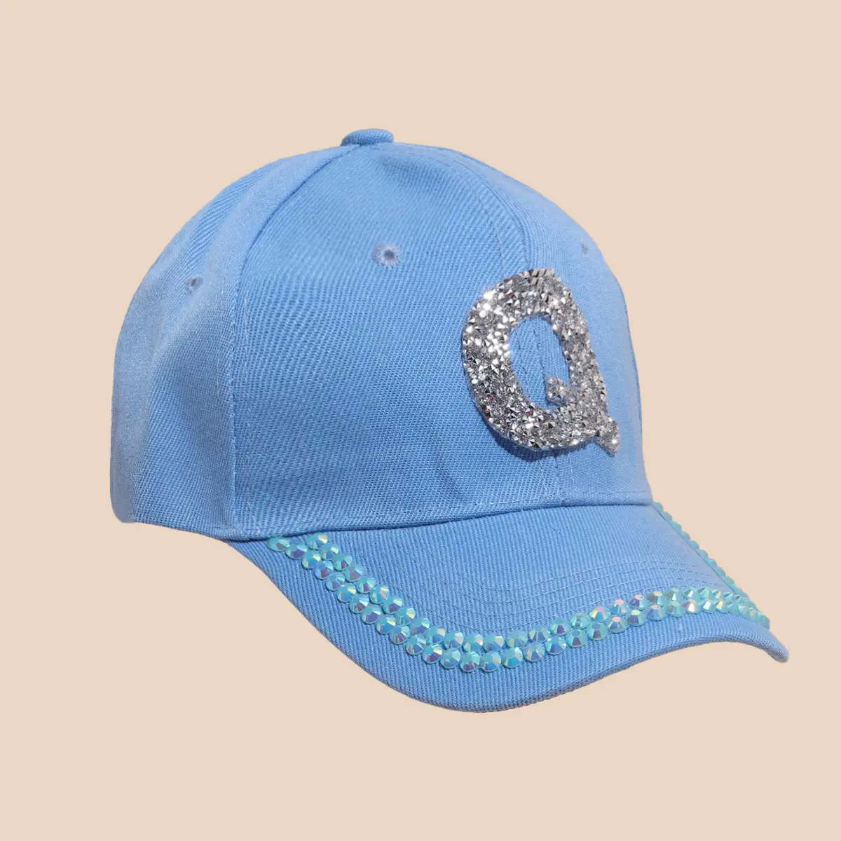 Women's White Rhinestone Cap with 'A' Design — feature 30