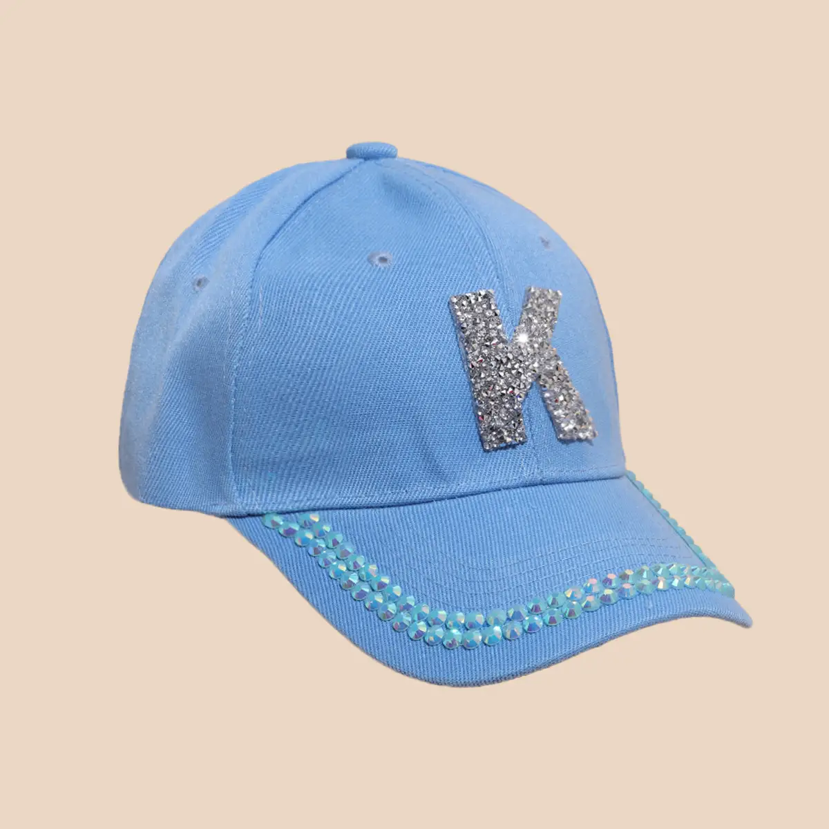 Women's White Rhinestone Cap with 'A' Design — feature 31
