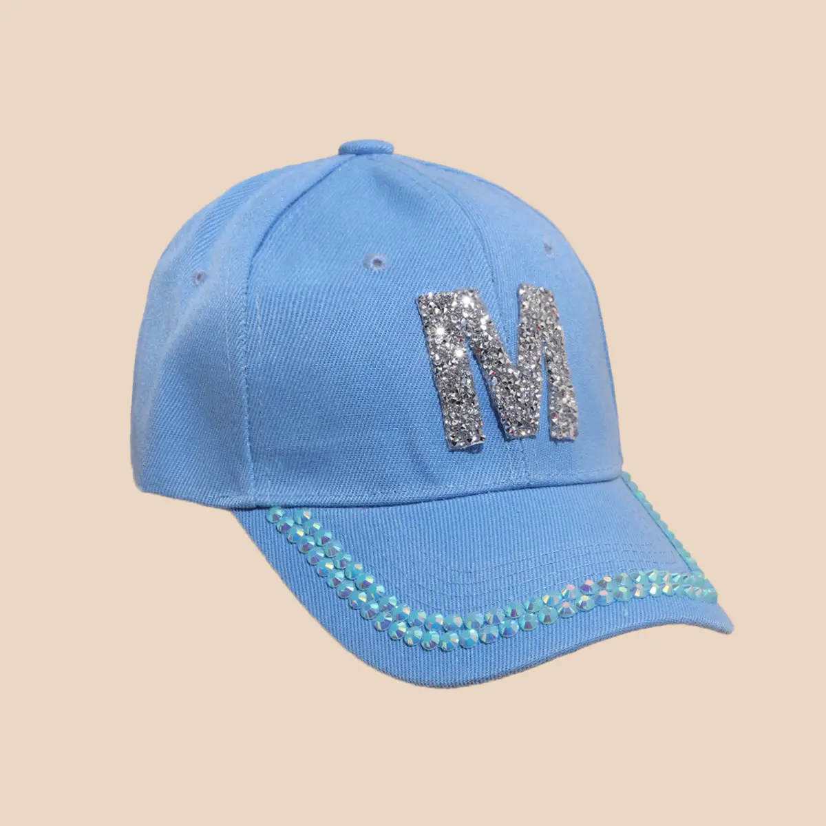 Women's White Rhinestone Cap with 'A' Design — feature 32