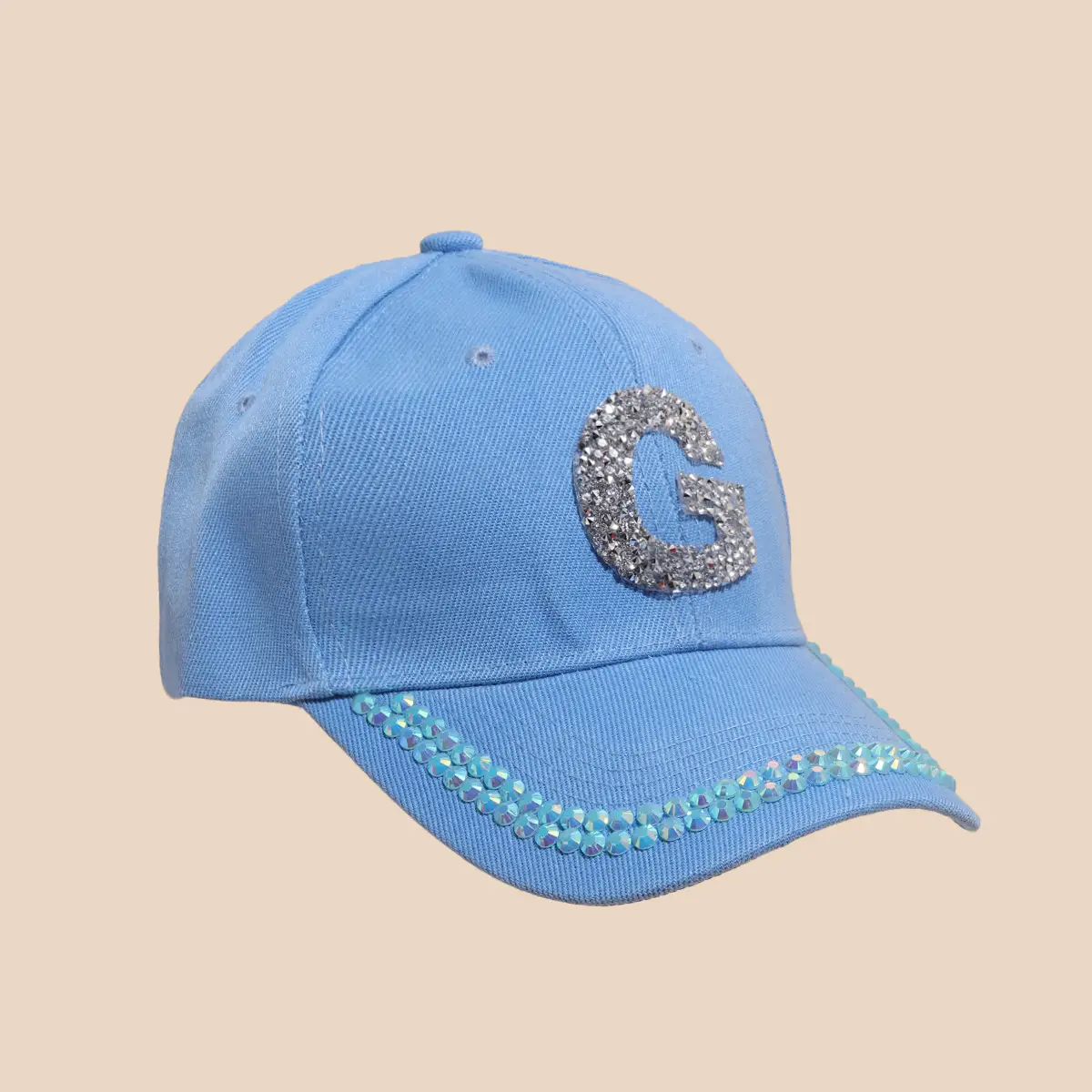 Women's White Rhinestone Cap with 'A' Design — feature 33