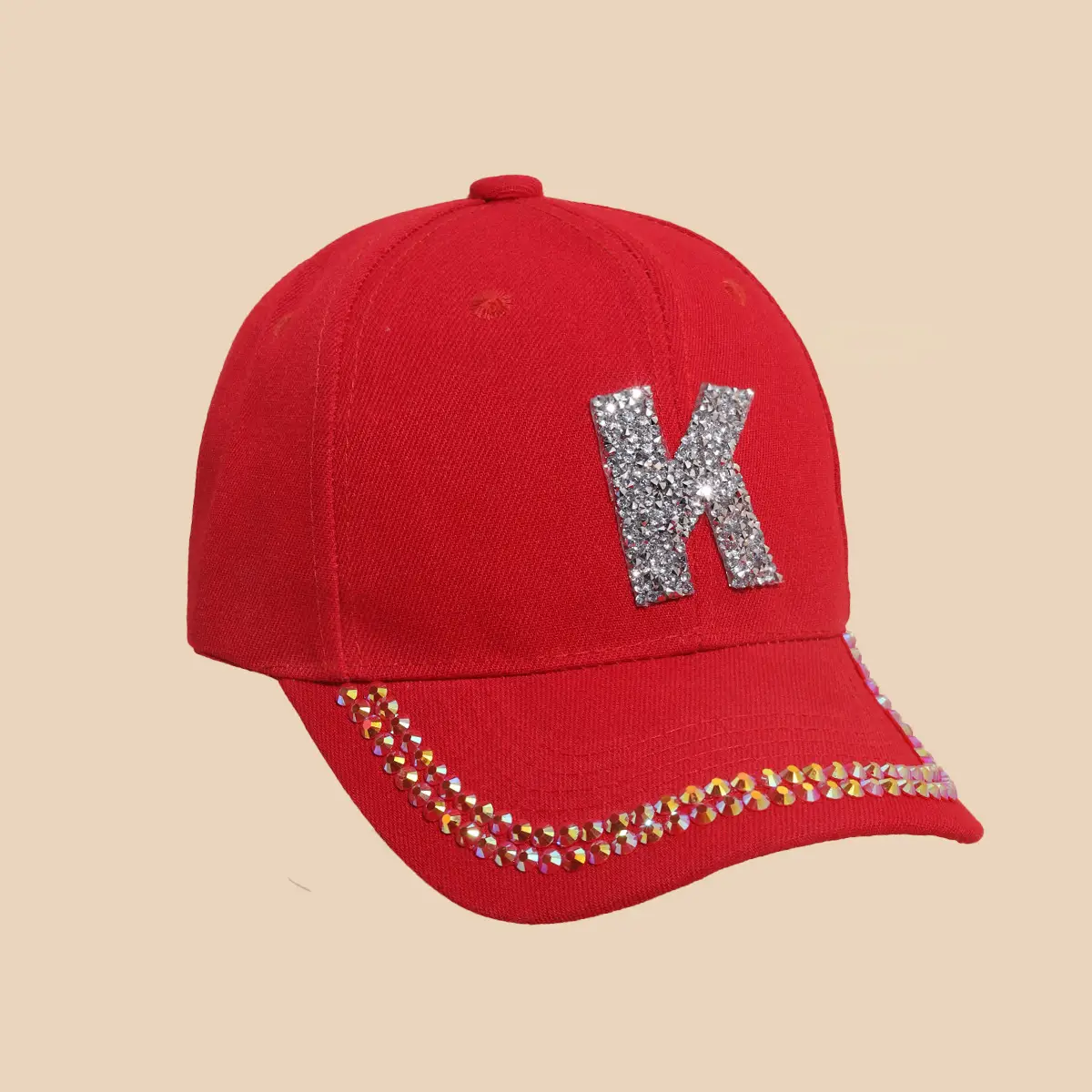 Women's White Rhinestone Cap with 'A' Design — feature 38