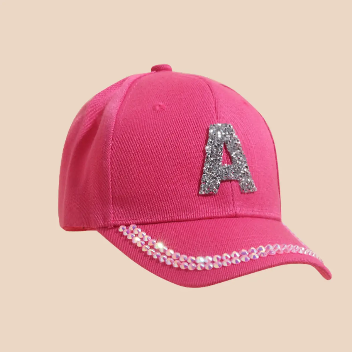 Women's White Rhinestone Cap with 'A' Design — feature 5