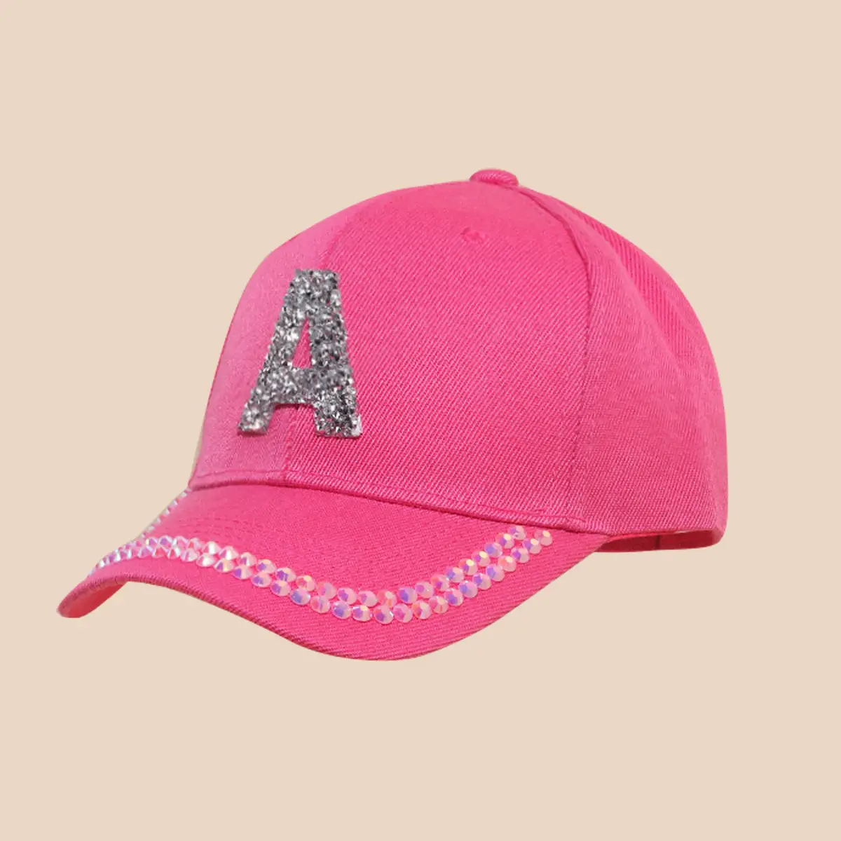 Women's White Rhinestone Cap with 'A' Design — feature 6