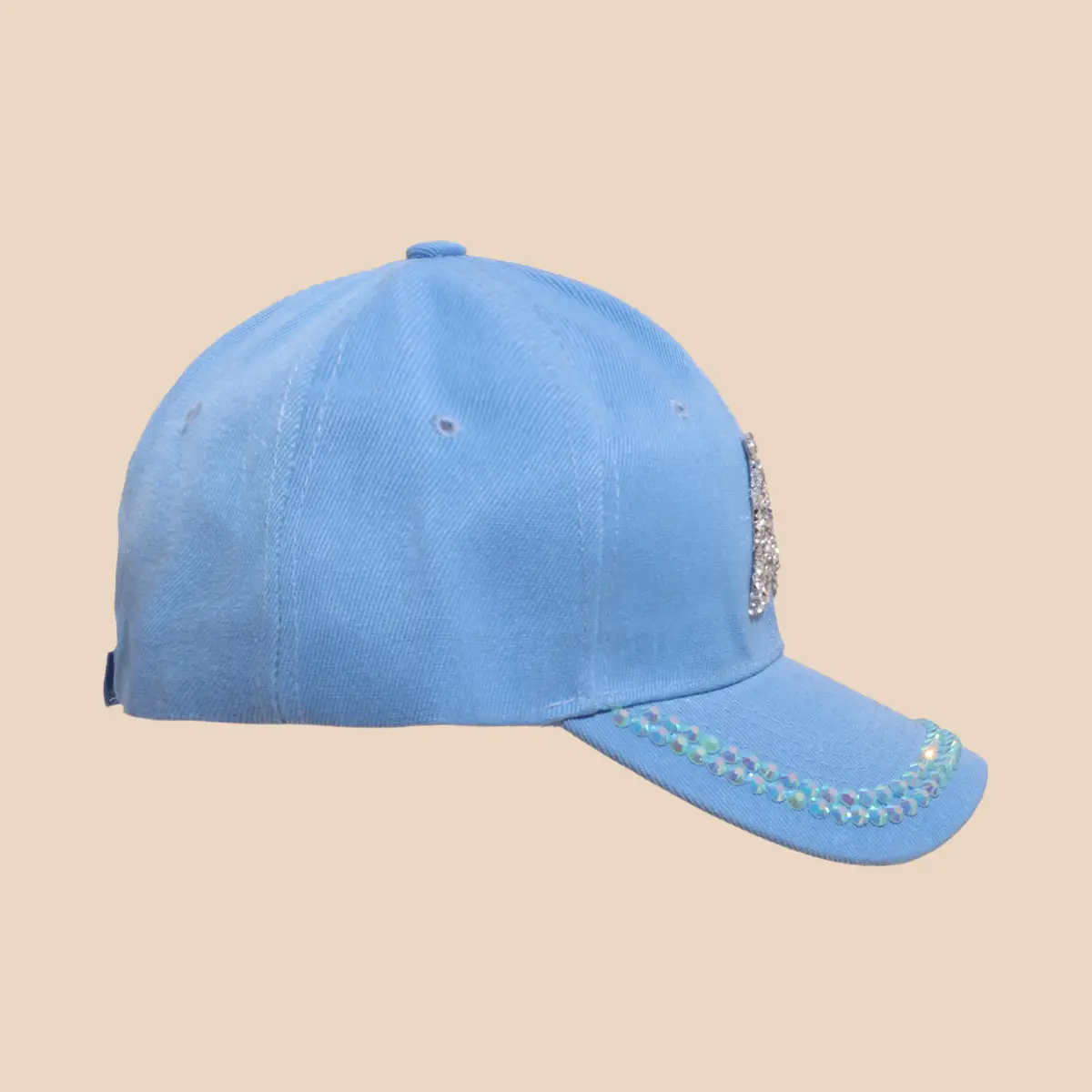 Women's White Rhinestone Cap with 'A' Design — feature 9