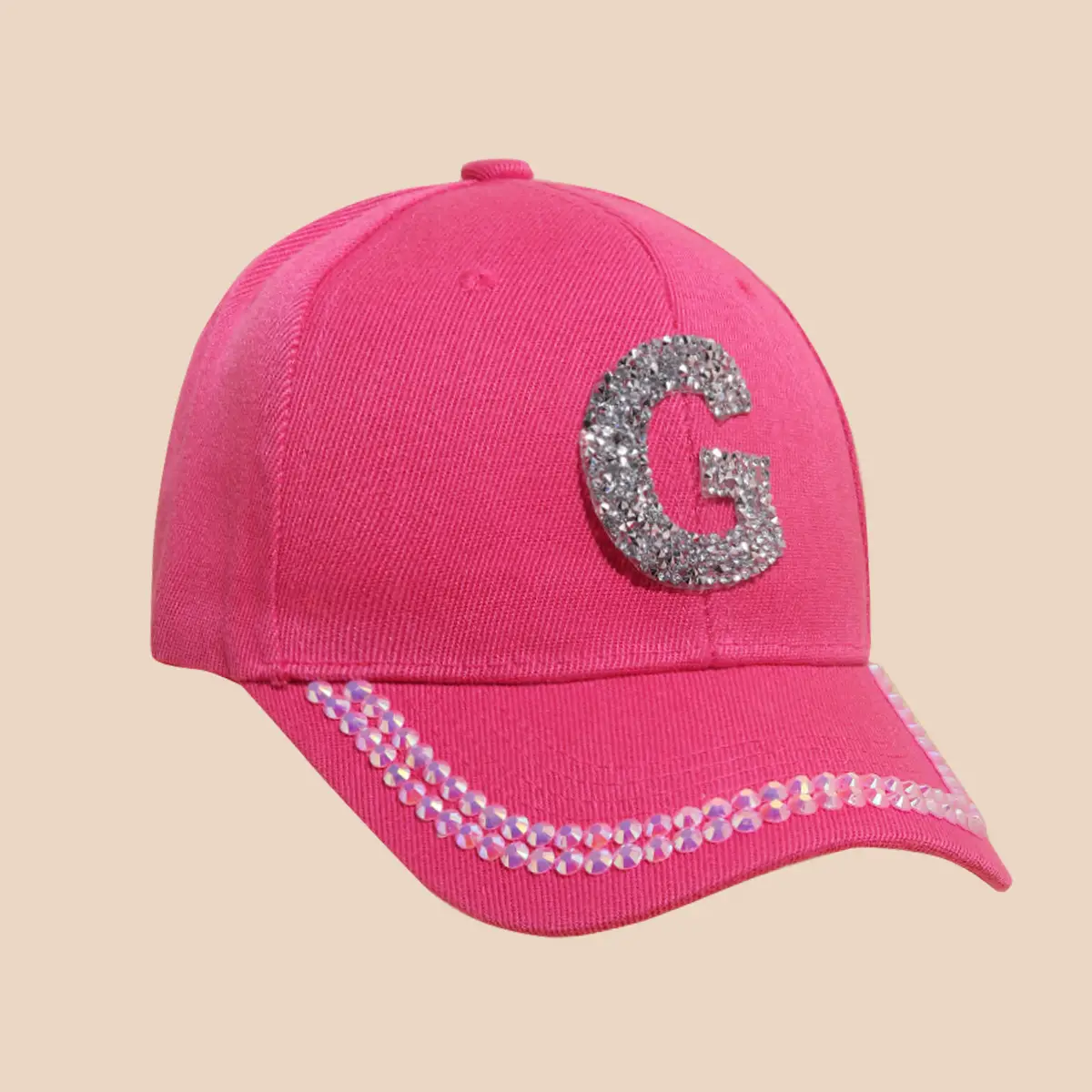 Women's White Rhinestone Cap with 'A' Design - Image 12