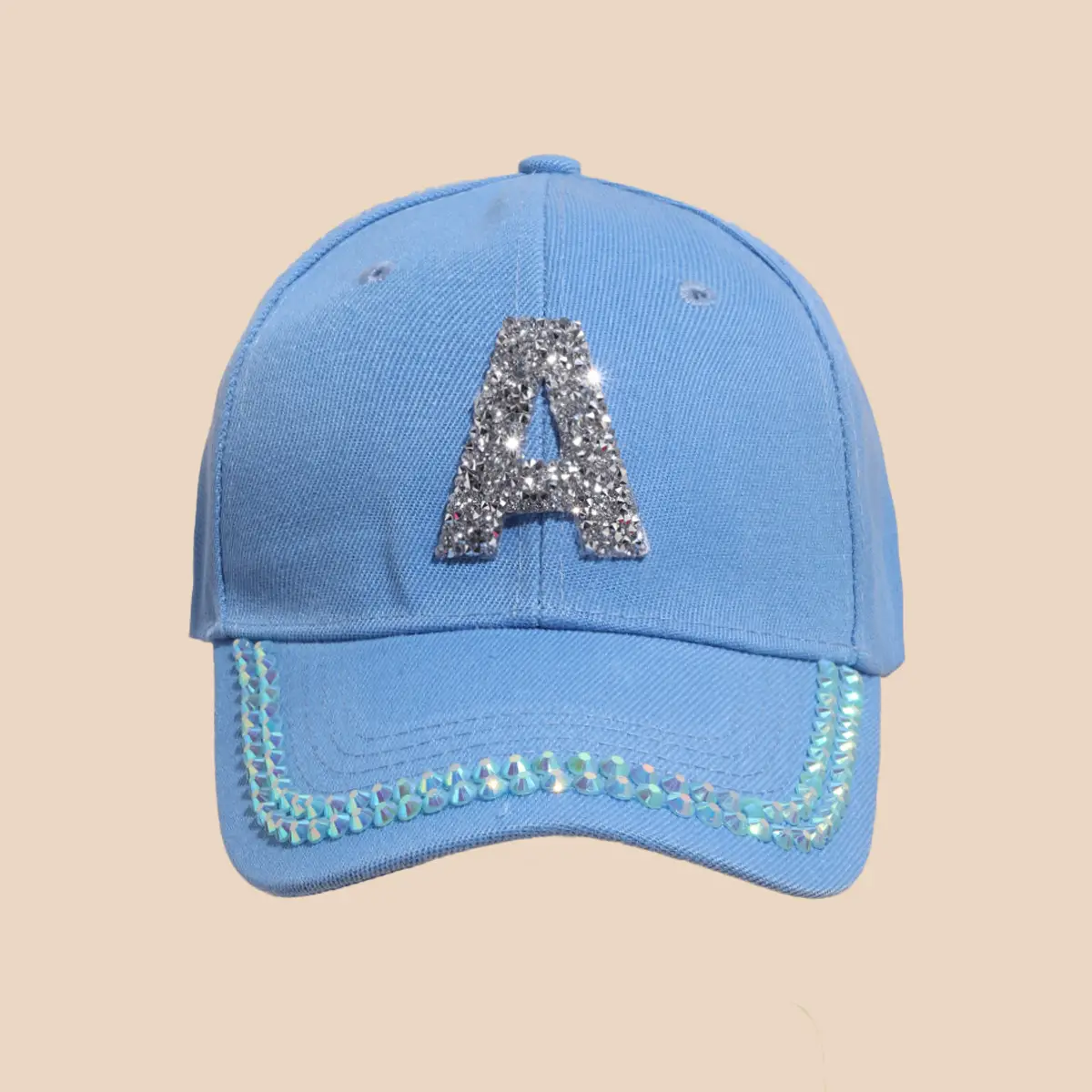 Women's White Rhinestone Cap with 'A' Design - Image 13