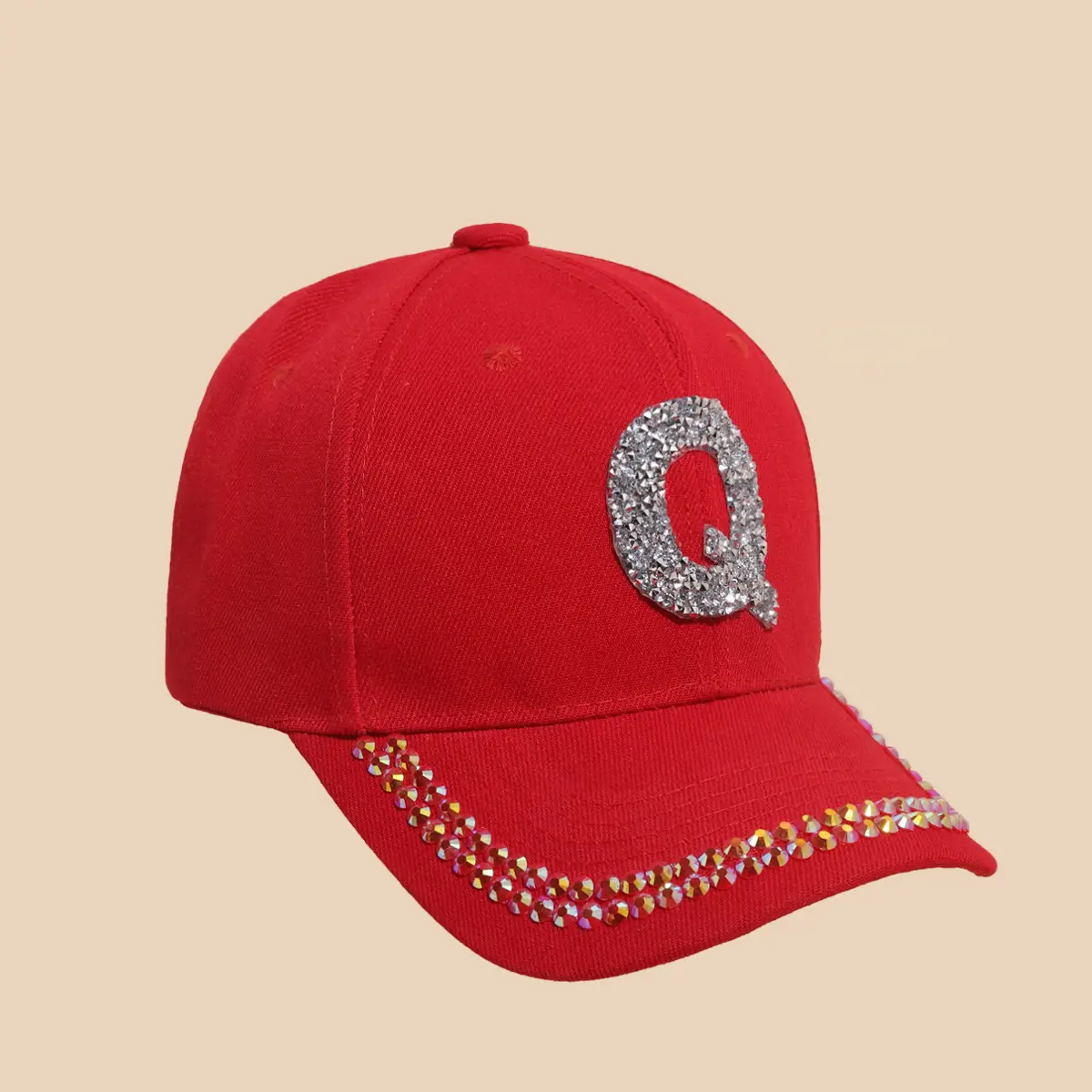 Women's White Rhinestone Cap with 'A' Design - Image 20