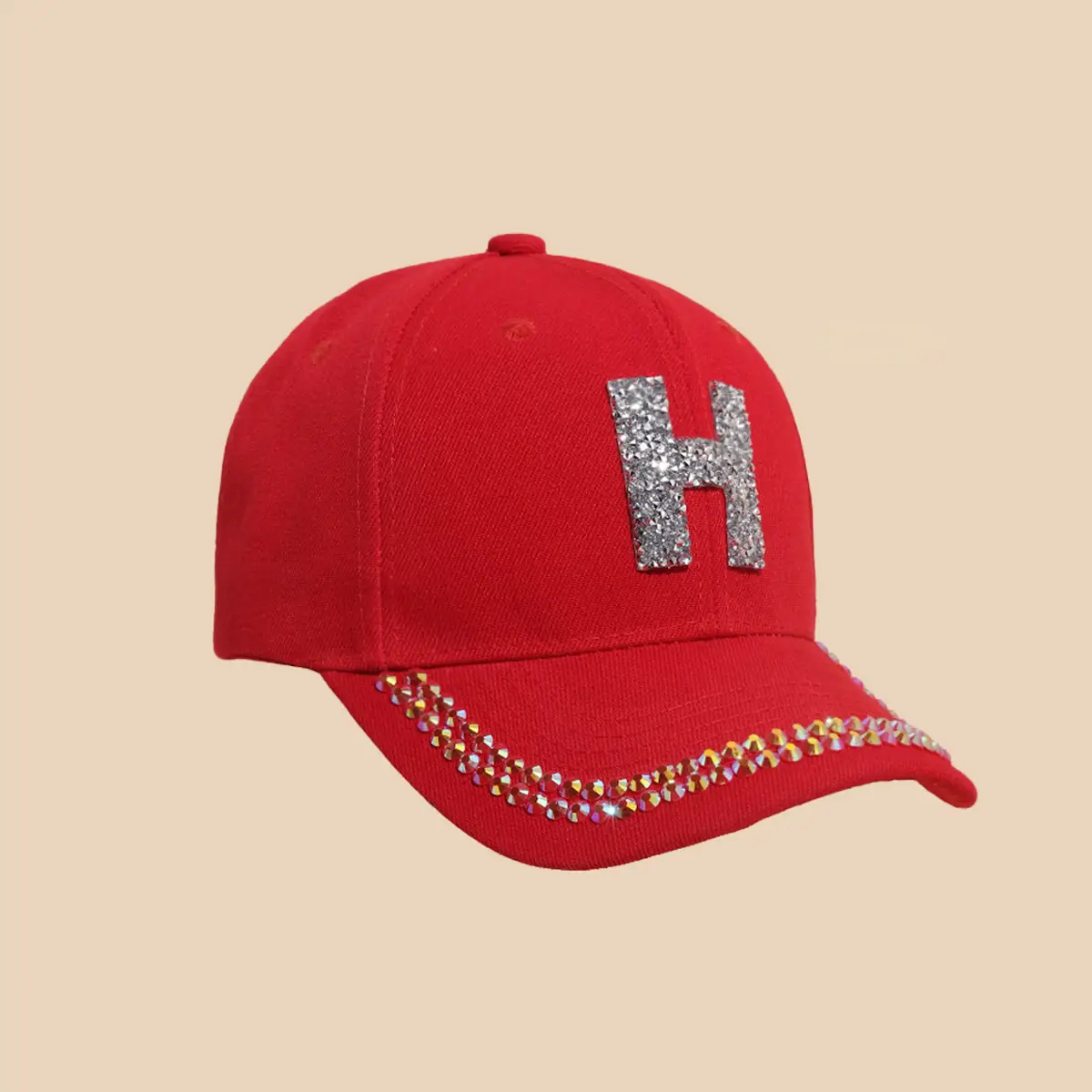 Women's White Rhinestone Cap with 'A' Design - Image 21