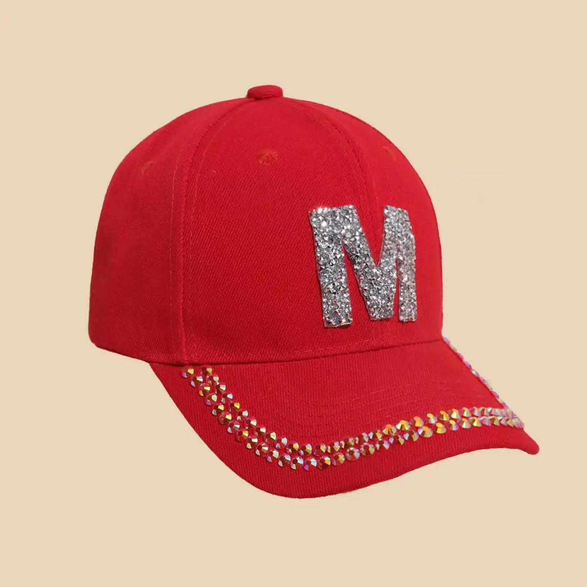 Women's White Rhinestone Cap with 'A' Design - Image 22