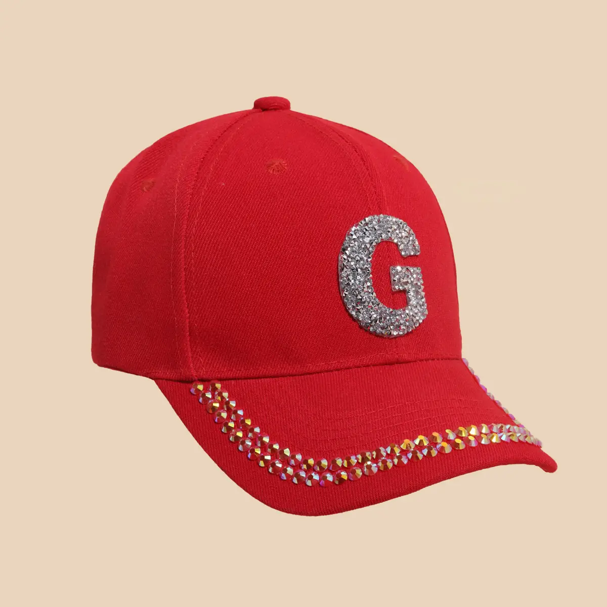 Women's White Rhinestone Cap with 'A' Design - Image 24