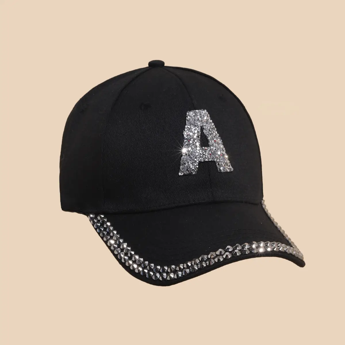 Women's White Rhinestone Cap with 'A' Design - Image 26