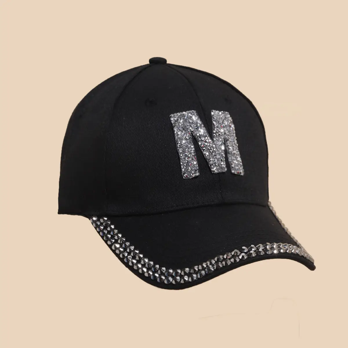 Women's White Rhinestone Cap with 'A' Design - Image 27