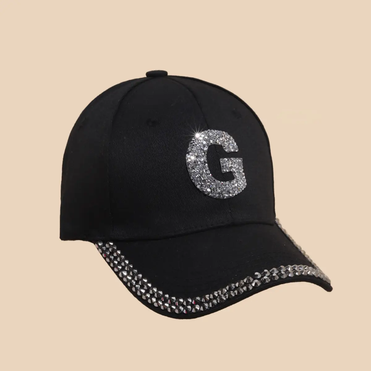 Women's White Rhinestone Cap with 'A' Design - Image 30
