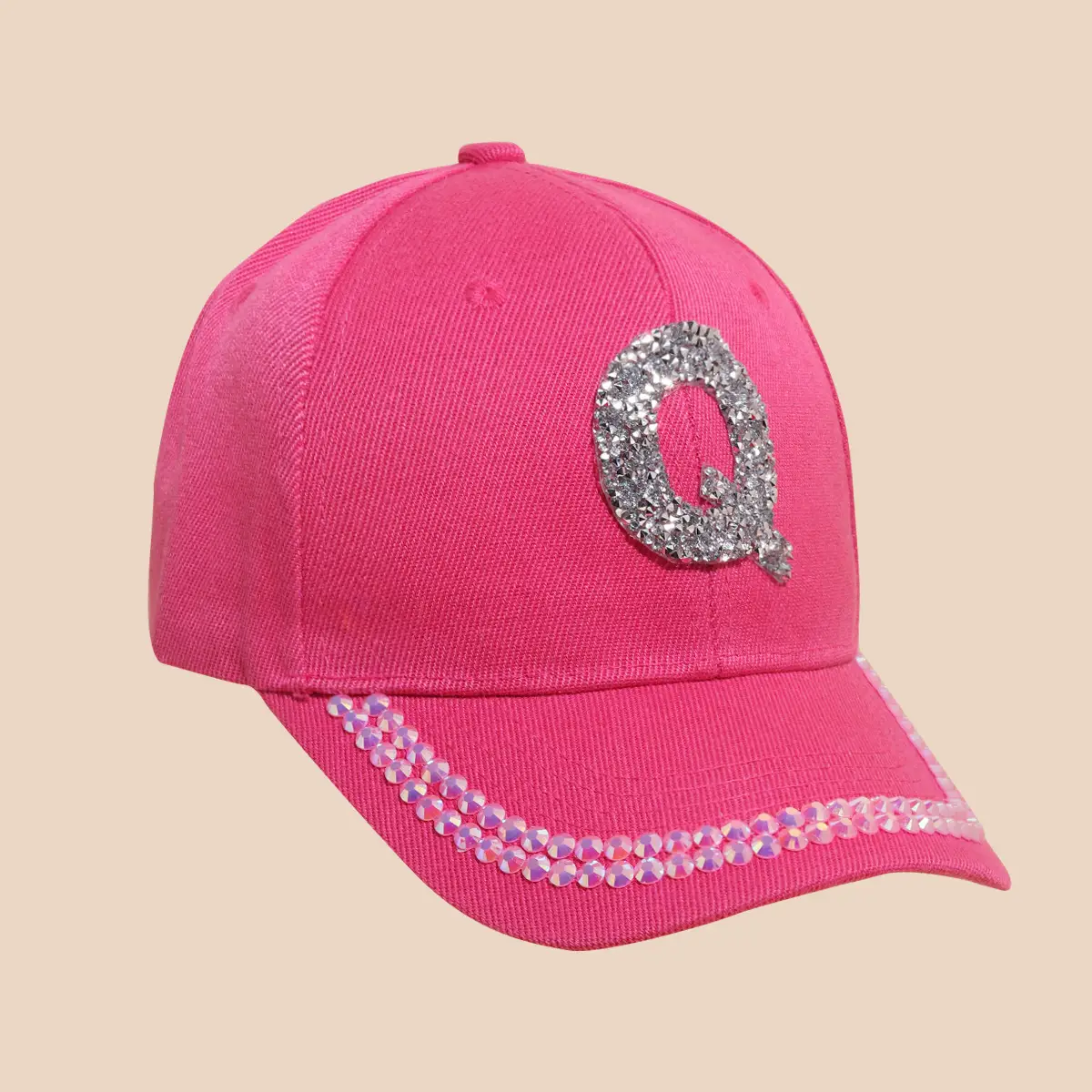 Women's White Rhinestone Cap with 'A' Design - Image 9