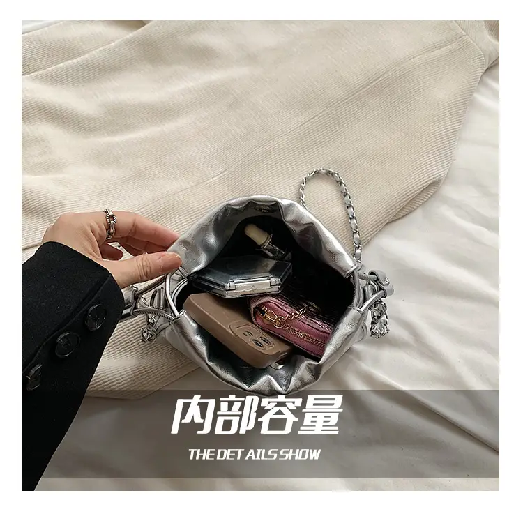 Silver Butterfly Drawstring Bucket Bag for Women — feature 12