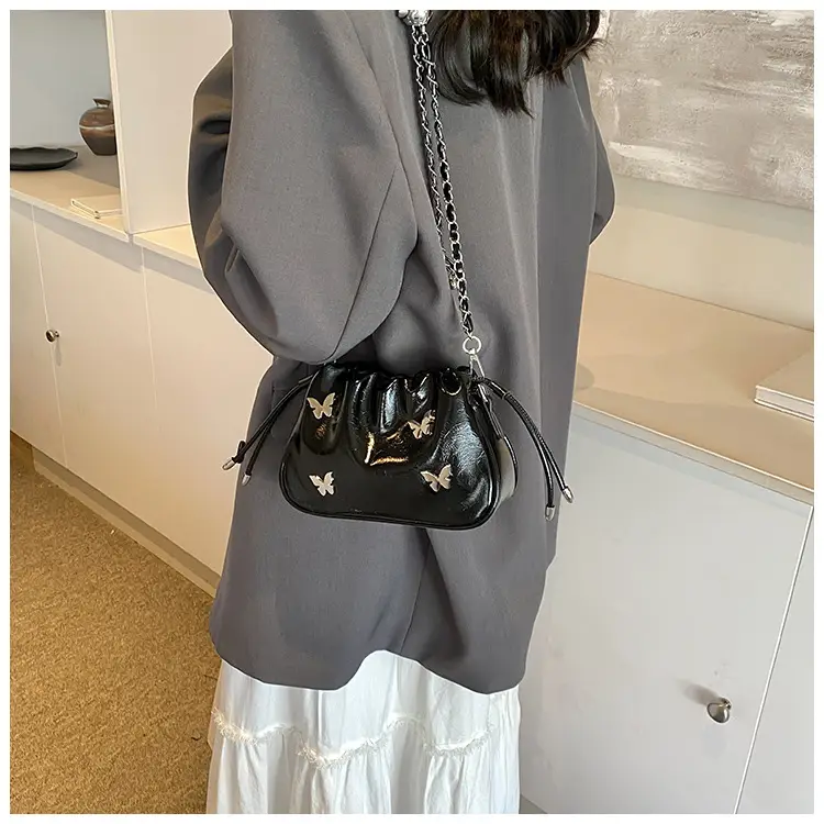 Silver Butterfly Drawstring Bucket Bag for Women — feature 17