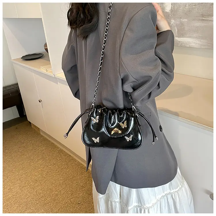 Silver Butterfly Drawstring Bucket Bag for Women — feature 18
