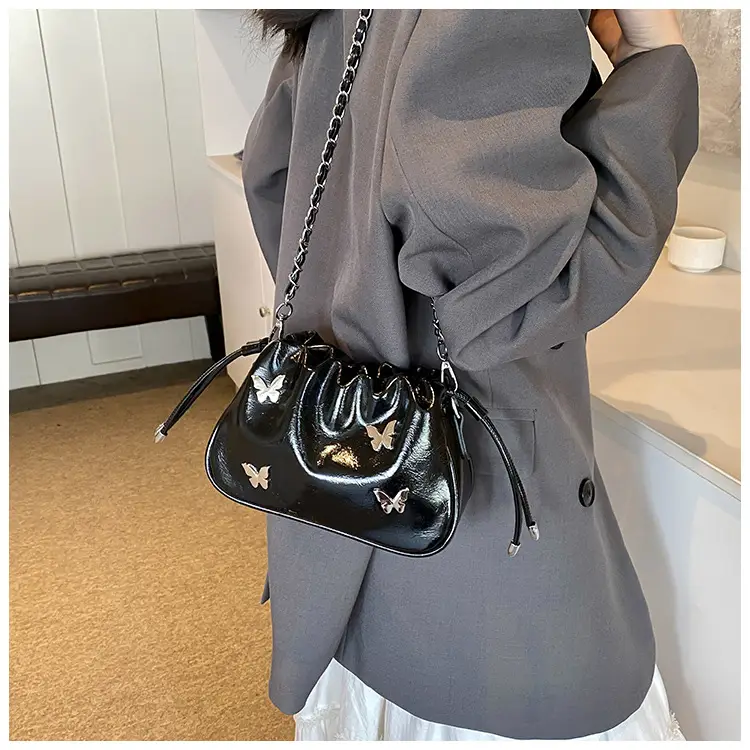 Silver Butterfly Drawstring Bucket Bag for Women — feature 19