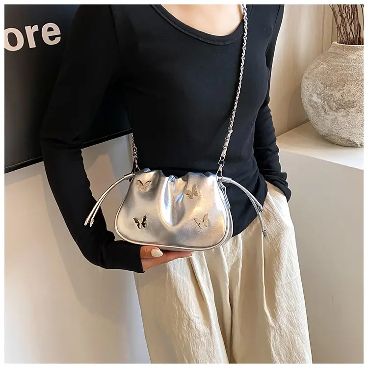 Silver Butterfly Drawstring Bucket Bag for Women — feature 20