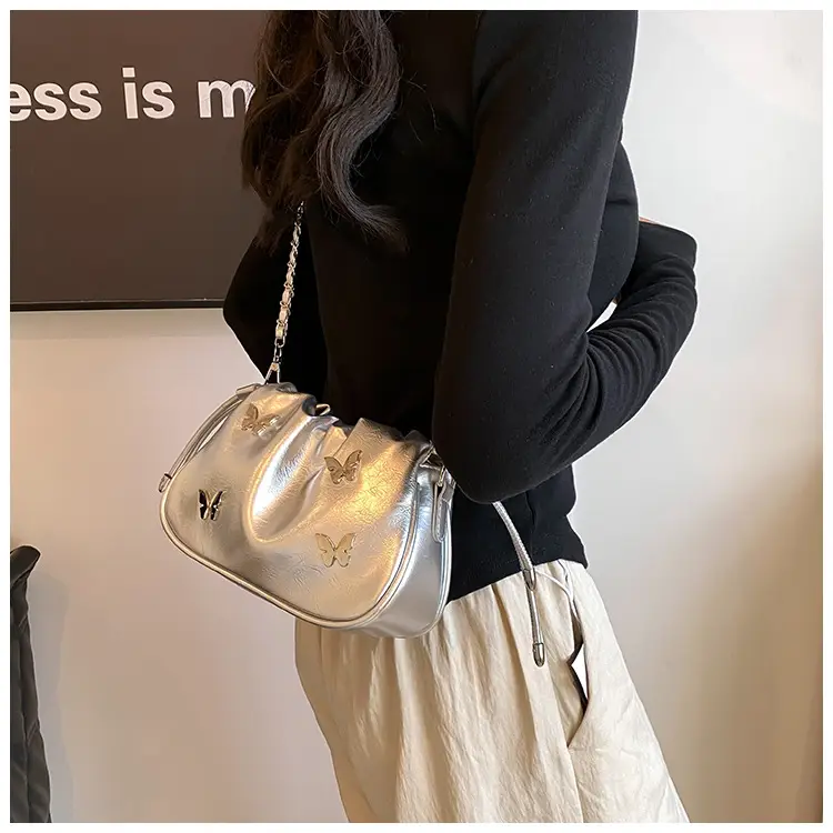 Silver Butterfly Drawstring Bucket Bag for Women — feature 22