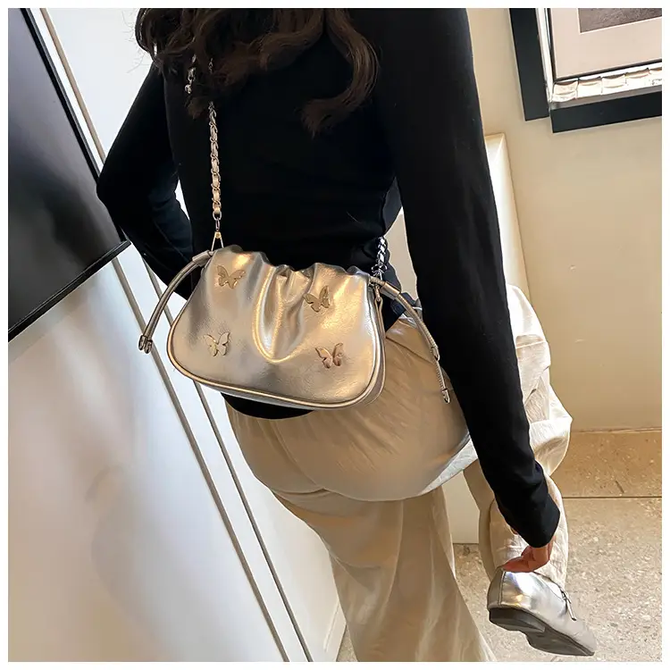 Silver Butterfly Drawstring Bucket Bag for Women — feature 23