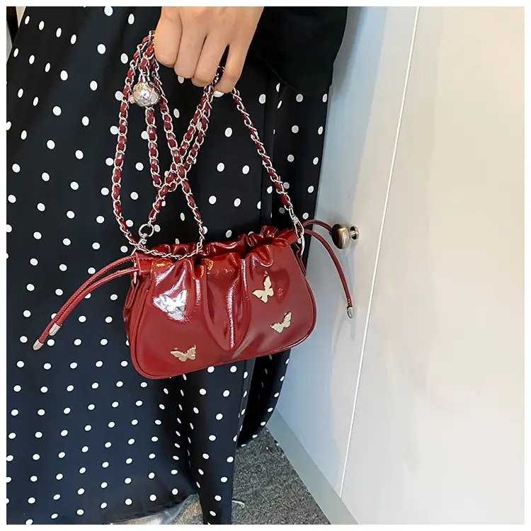 Silver Butterfly Drawstring Bucket Bag for Women — feature 24