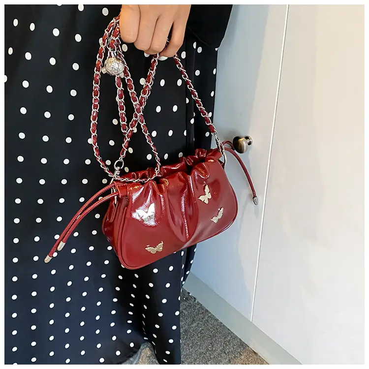 Silver Butterfly Drawstring Bucket Bag for Women — feature 25