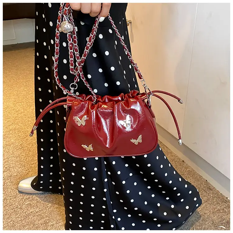 Silver Butterfly Drawstring Bucket Bag for Women — feature 26