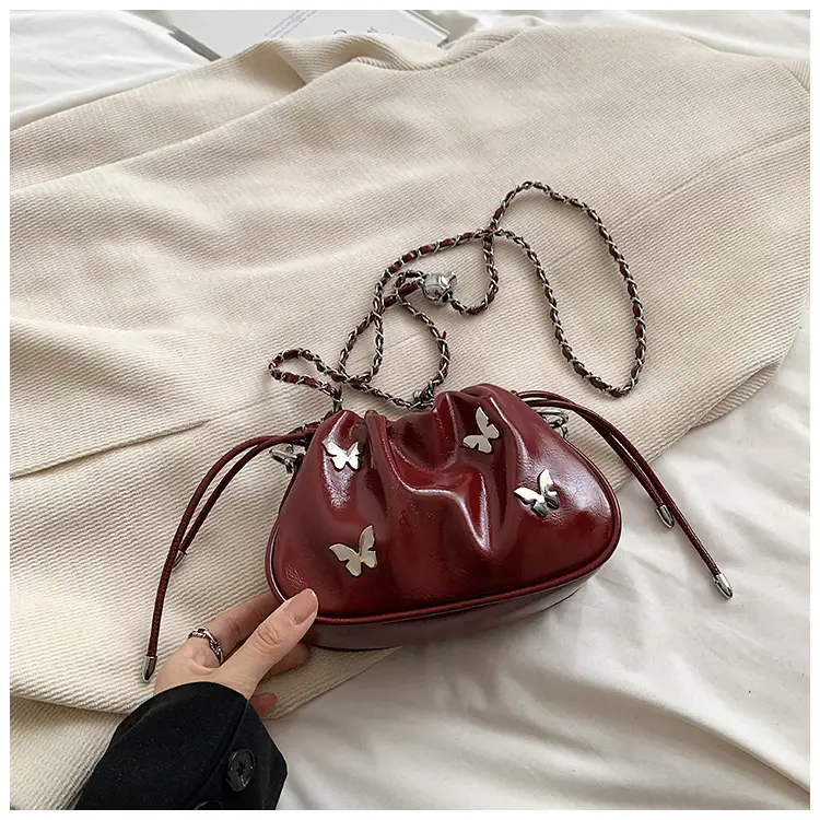 Silver Butterfly Drawstring Bucket Bag for Women — feature 28