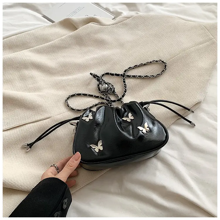 Silver Butterfly Drawstring Bucket Bag for Women — feature 31