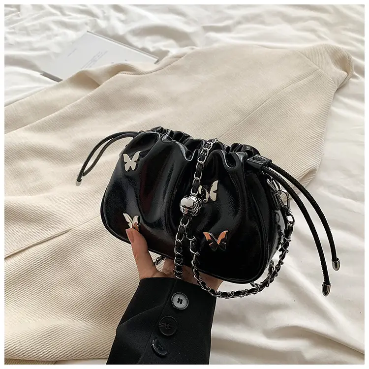 Silver Butterfly Drawstring Bucket Bag for Women — feature 33