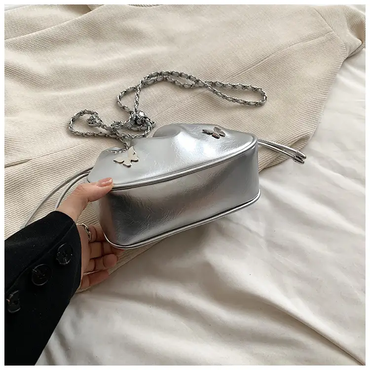 Silver Butterfly Drawstring Bucket Bag for Women — feature 37