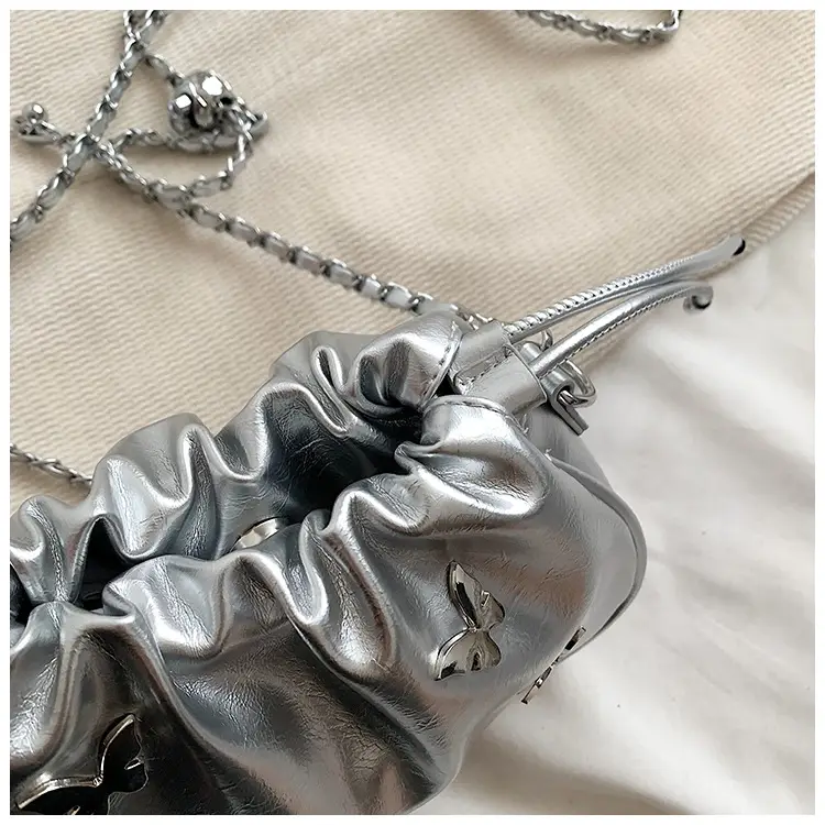 Silver Butterfly Drawstring Bucket Bag for Women — feature 39