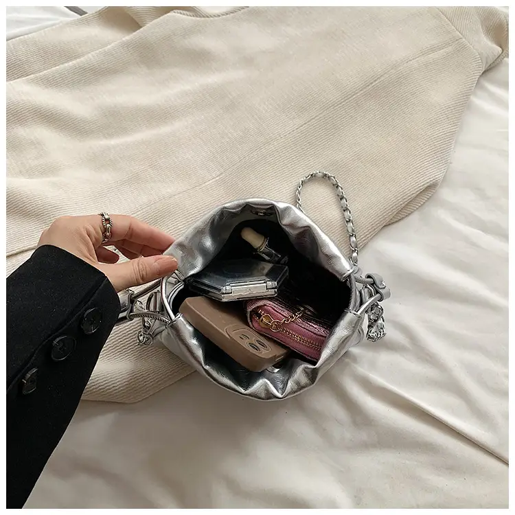 Silver Butterfly Drawstring Bucket Bag for Women — feature 46
