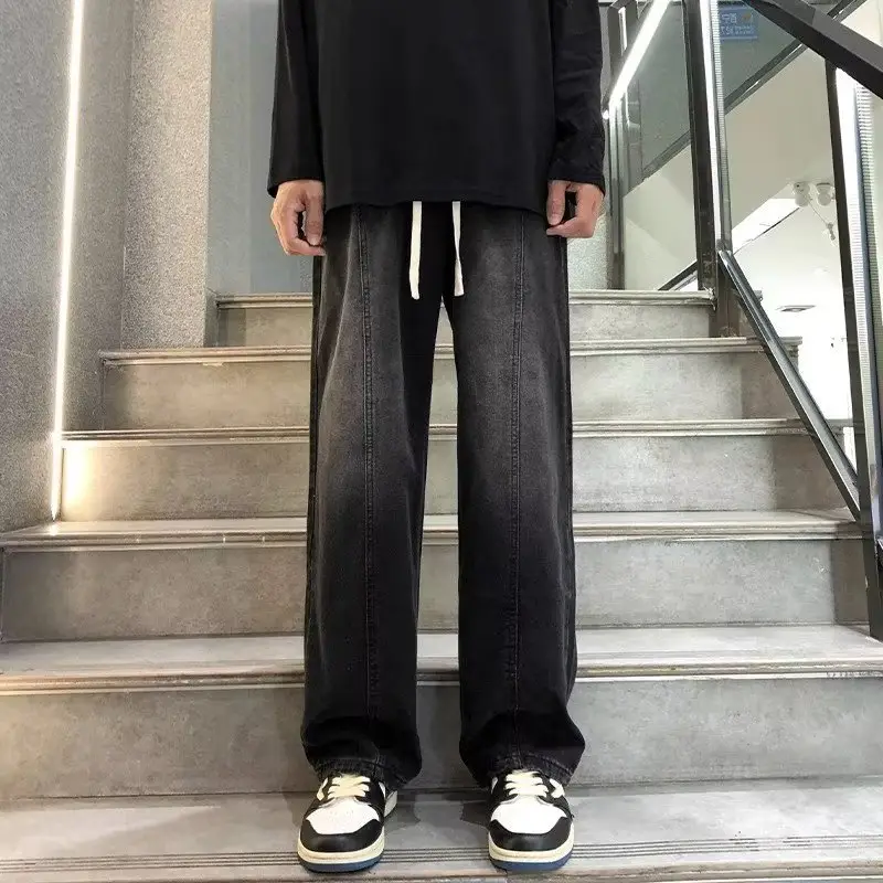 Men's Wide Leg Straight Cut Jeans 2024 Spring Autumn - Image 7